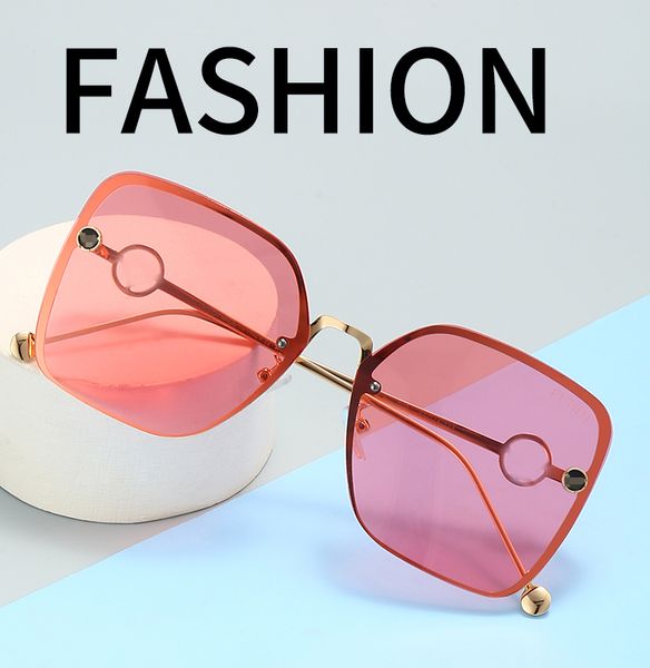 

high quality Sunglasses for woman mens man luxury designer with box big square frame 57*62mm Metal laser pink Lens UV400 F0294# fashion girl womens Sunglasses