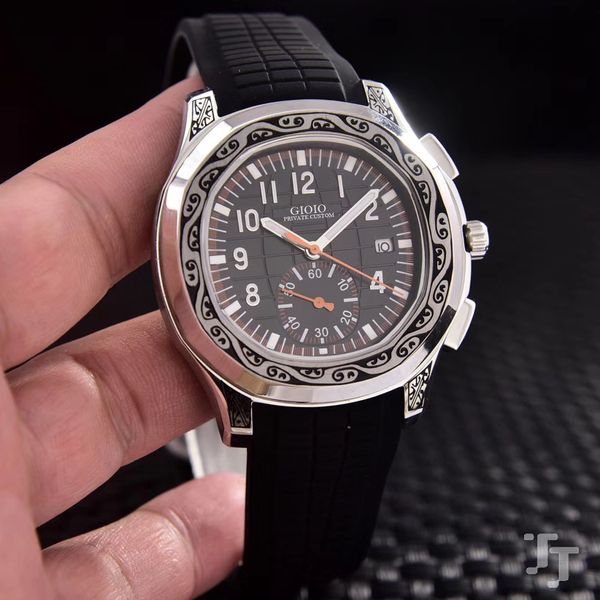 

men watch automatic mechanical black blue rubber watch514515416516096545, Slivery;brown