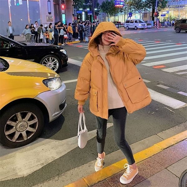 

women winter oversized jacket coats parkas korean-style cotton-padded jacket loose ins coat quilted cloth winter lj201127, Black