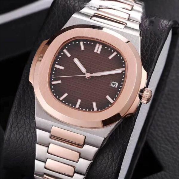 

nautilus watch men automatic luxury watches 5711 silver strap blue stainless mens mechanical orologio di lusso wristwatch date u1, Slivery;brown