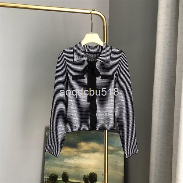

women's knits & tees self retaining sweater women's spring and summer french temperament lapel bow tie cardigan, White