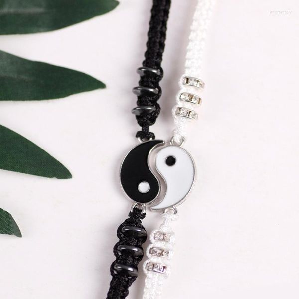 Braccialetti con ciondoli 2 pezzi Tai Chi Bff Amicizia Amico Amanti Yin Yang SetCharm Inte22