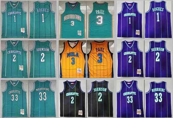 

basketball jerseys 3 paul 33 mourning 2 johnson 1 bogues jersey, Black