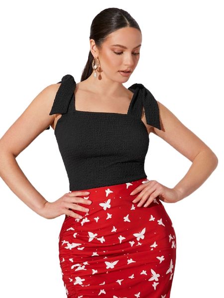 

tie shoulder shirred and butterfly print ruched skirt q7vs#, White
