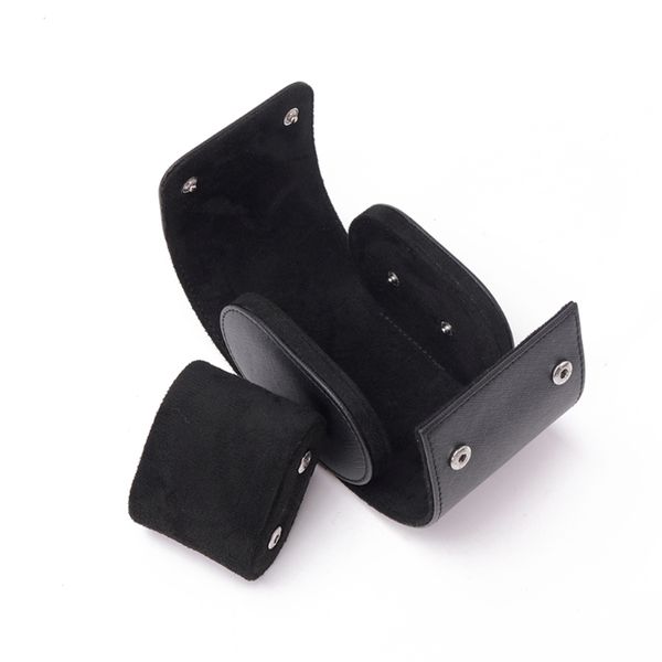 

black real leather watch roll single travel case b36d 220624, Black;blue