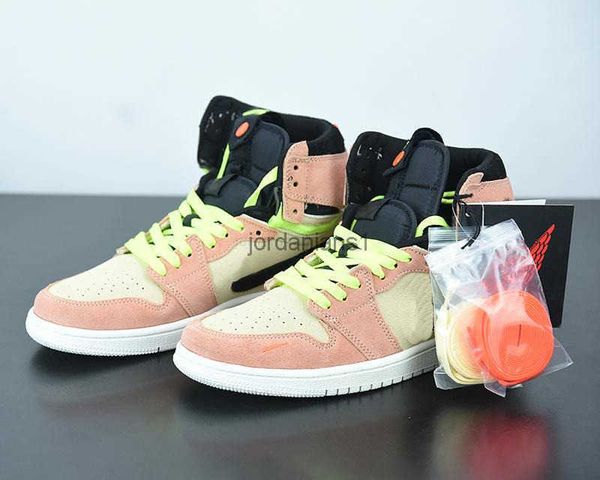 

basketball shoes jumpman 1 high switch cream/peach-neon-black shoes outdoor trainers sports with original box