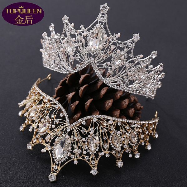 

birthday crown queen fan diamond tiara baroque crystal bridal headwear crown rhinestone with wedding jewelry hair accessories bridal crowns, Silver