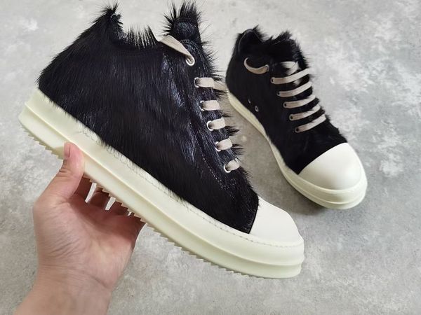 

real fur horsehair athletics trainers street rock handmade designer boots, Black