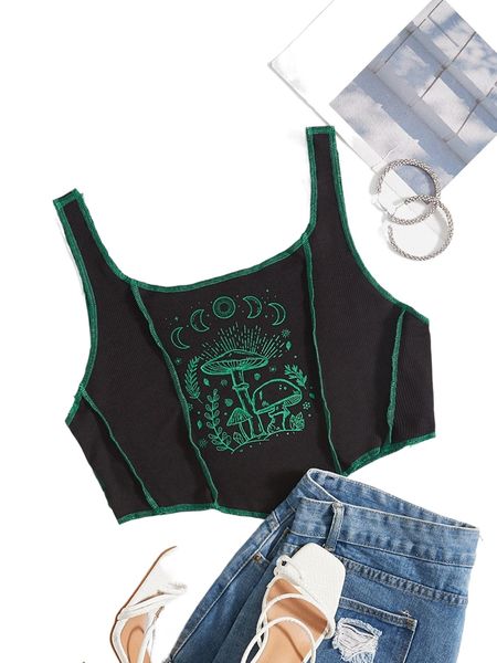 

plus contrast stitching mushroom tank j1mx#, Black