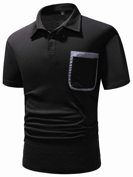 

extended sizes men one pocket front polo shirt m1ah#, White;black