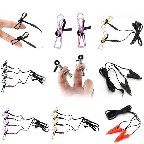 Grampos de mamilo de choque elétrico massageador de mama bdsm bondage e-stim clitóris clipes eletro estimulação do pênis brinquedos sexy para mulher