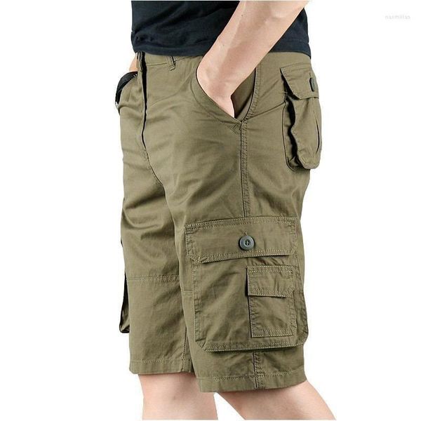 Herren-Shorts, Sommer-Männer, lässige Baumwolle, Cargo-Overalls, lange Länge, Reithose mit mehreren Taschen, Militärhose, männlich, abgeschnitten, Herren, Herren, Nao