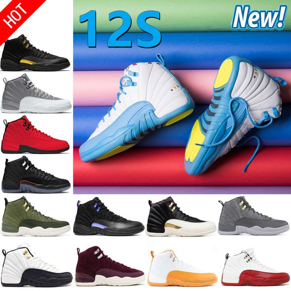 

new 12s men basketball shoes 12 xii twist grind flu game university gold gamma racer blue dark concord royalty indigo game royal black taxi