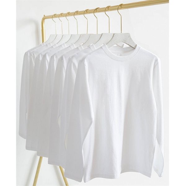 

spring autumn new soft long sleeve basic t shirt men casal 100% cotton o-neck black white harajuku male tees 4xl 5xl 210412, White;black