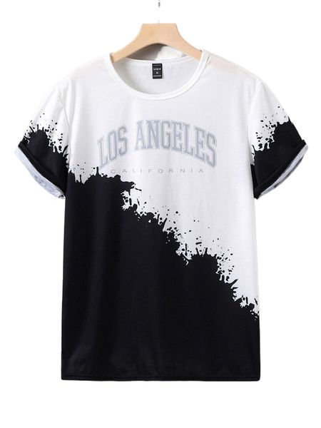 

men color block letter graphic tee v47v#, White;black