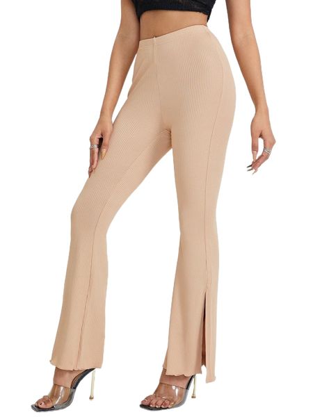 

petite split hem flare leg pants v6nc#, Black;white