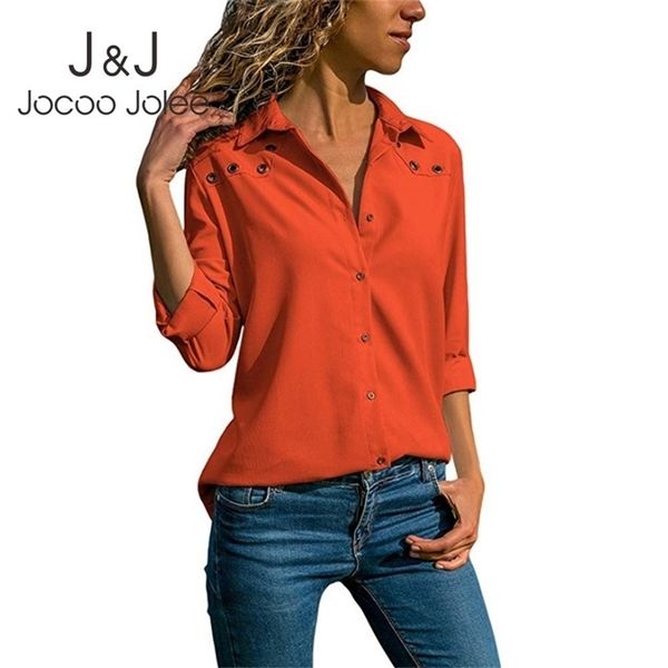

jocoo jolee elegant long sleeve blouse shirt turn down collar chiffon blouse office shirts women blusas camisa 210308, White