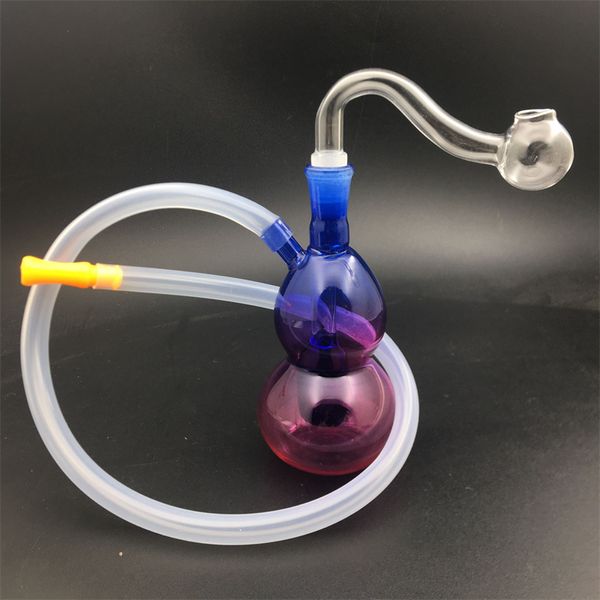 Tre stile colorato Gourd Tire Percolatore Vetro Bong Narghilè Recycler Tubi d'acqua 10mm Femmina Joint Oil Dab Rigs Con oil banger Bowl wp220