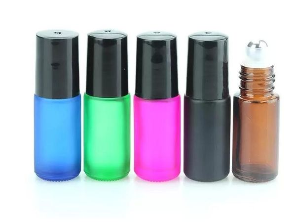 

thick 5ml empty roll on glass bottle for essential oil bottle metal roller ball