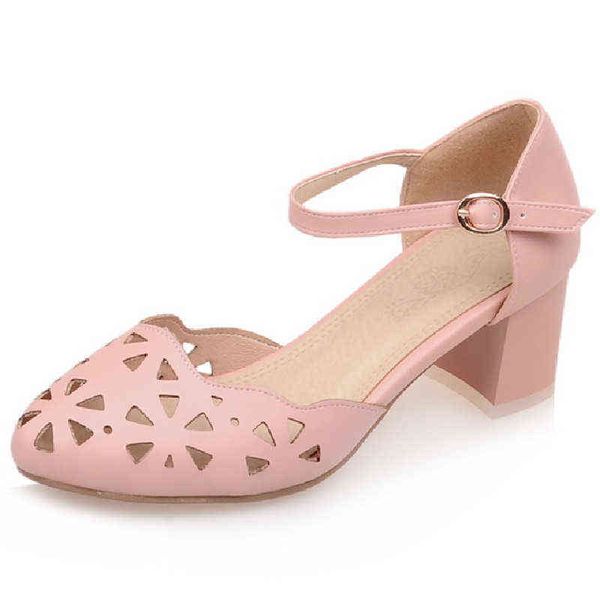 

sandals ronde teen vrouwen sandalen zomer schoenen enkelbandjes cutouts roze blauw wit partij bruiloft dames nieuwe 2022 220427, Black