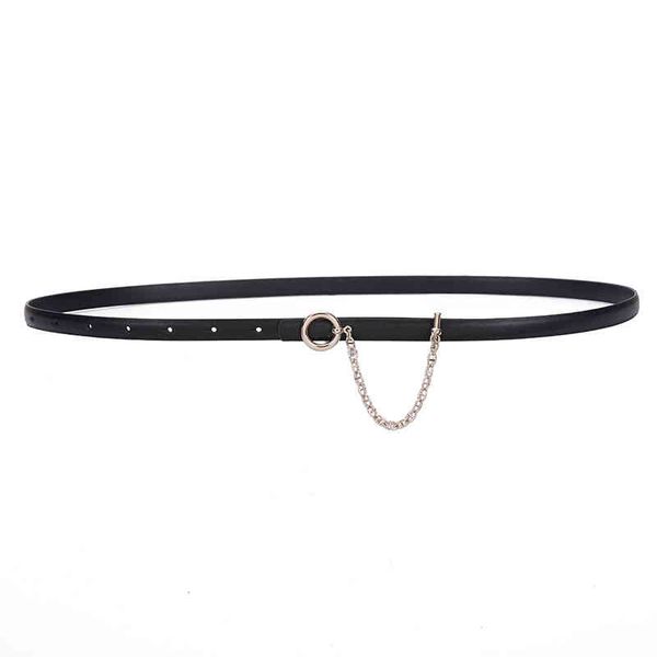 

belts leather women's belt fashion chain buckle decorative pants thin waist sealed bpvj, Black;brown