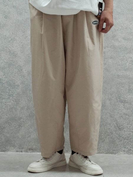 

men letter patch drawstring wide leg pants n31a#, Black
