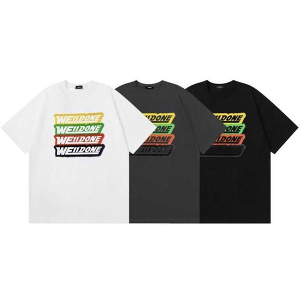 

designer correct version we11done2022 new color contrast bullet screen letter short sleeve well loose t-shirt men's and women's fa, White;black