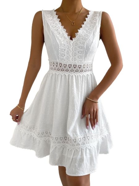 

guipure lace swiss dot dress t9x1#, Black;gray
