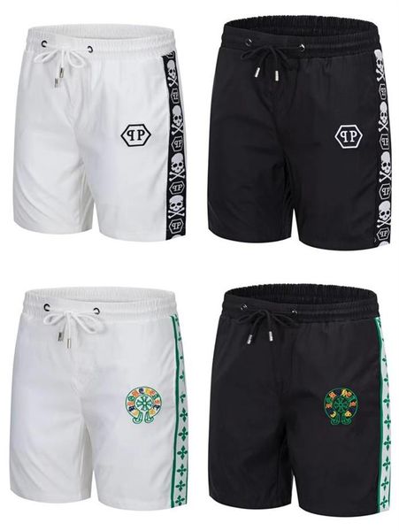 

tide brand casual shorts men's summer korean slim slim black and white five minutes thin beach pants m--3xl, White;black