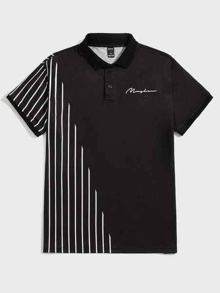 

men letter and striped polo shirt m8eh#, White;black