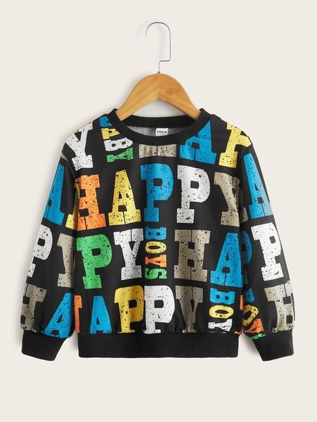 

toddler boys letter graphic sweatshirt she01, Black