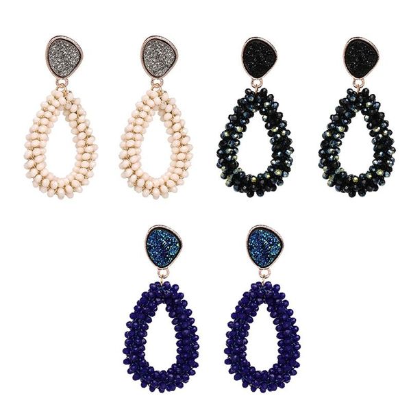 

dangle & chandelier women crystal faceted beaded water drop handmade big designer earring long pendants lady girl earrings charm jewelry gif, Silver