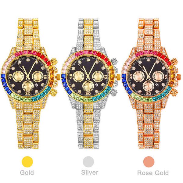 Лучшие роскошные бренд часы для мужчин бриллианты мужские часы Gold Sier Big Dial Man Spistatch Sport Busins ​​Мужские часы New Reloj