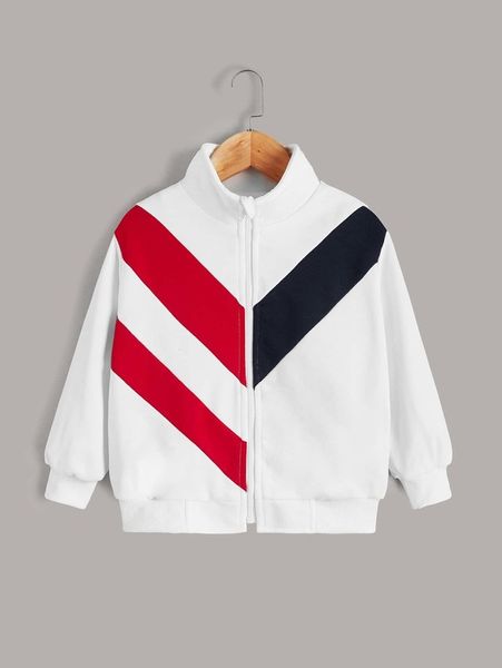 

toddler boys colorblock drop shoulder zip up jacket she, Blue;gray