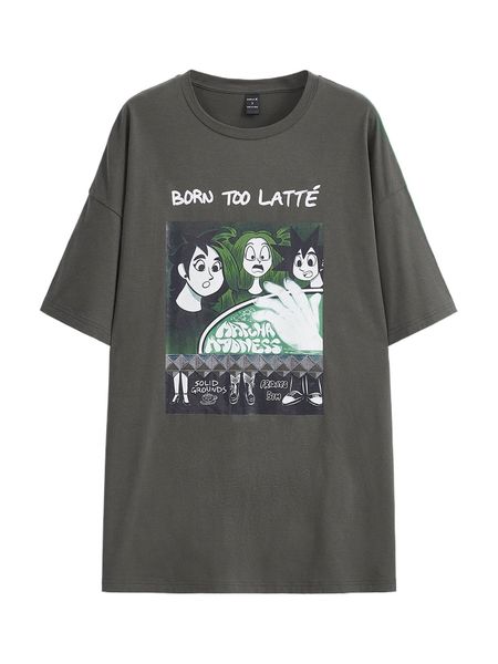 

x julia marshall slogan & figure graphic drop shoulder tee k37t#, White