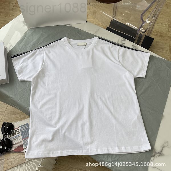 

women's t-shirt designer [correct version]gvc summer solid color drop shoulder webbing letter short sleeve loose round neck white and b