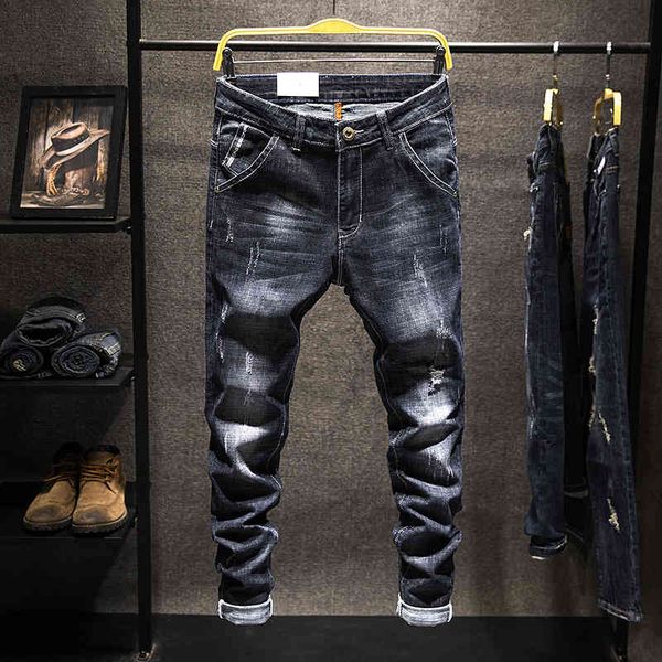 

men's jeans jeans casual pants korean men's elastic slim fit tight 5dkz, Blue
