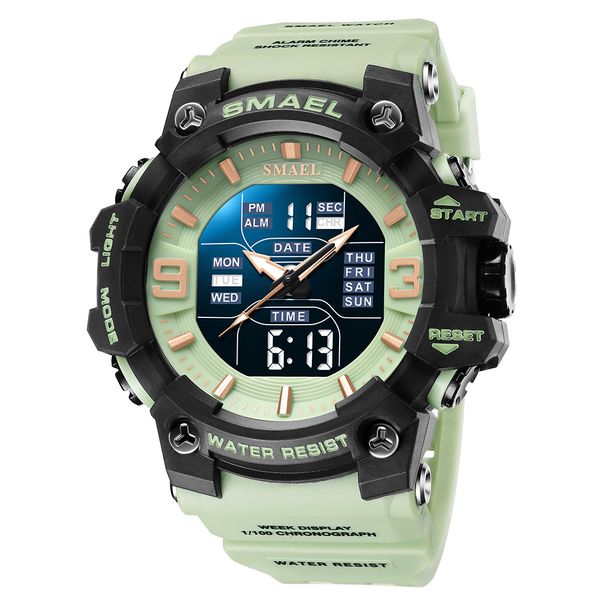 

smael 2022 cross-border new waterproof sport watch men's multi-functional luminous cool electronic watch gift a7, Slivery;brown