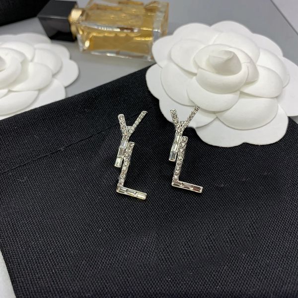 

fashion designer earrings for women jewelry gold letter stud earring womens designers hoops party wedding ear studs pendants heanpok 2022, Golden;silver