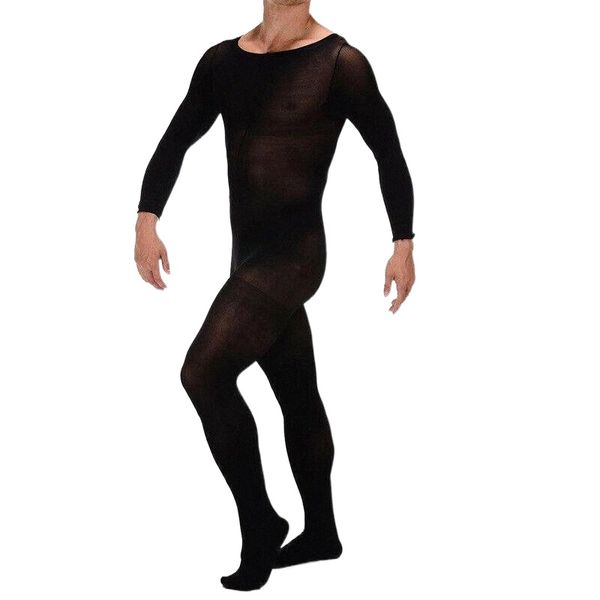 

men's thermal underwear metelam men velvet anti-hook full body stockings bodyhose trunk sheath jumpsuit bodysuit k7ga#, Black;white