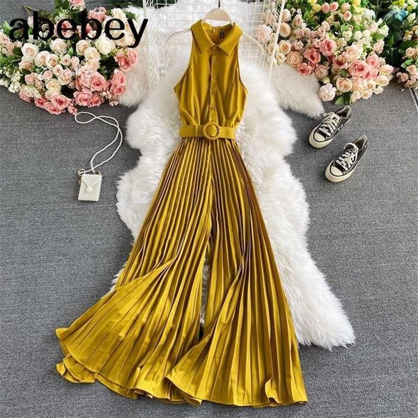 

women's romper spring autumn turn-down collar sleeveless vintage playsuits female off shoulder pleated jumpsuit fashion 210715, Black;white