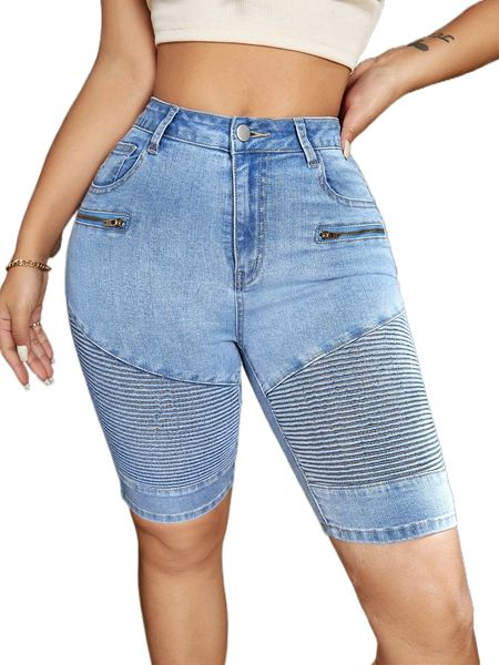 

zipper fly light wash denim shorts v3ux#, White;black
