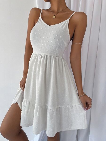 

shirred back ruffle hem slip dress o7rd#, Black;gray