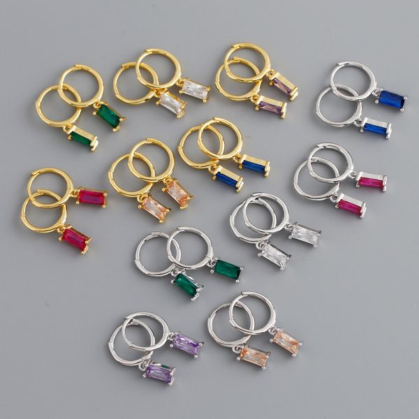

chandelier simple s925 sterling silver geometry rectangle zircon simple all-match ears clip ear studs women