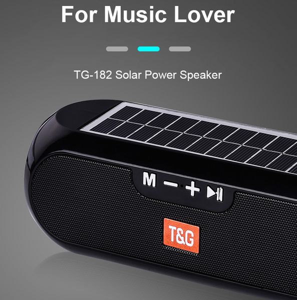 TG182 Güneş Şarj Bluetooth Hoparlör Taşınabilir Sütun Kablosuz Stereo Müzik Kutusu Hoparlör Açık Su Geçirmez Altavoces