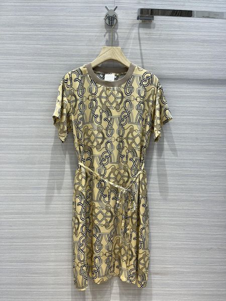 

high end original single quality chain rope printed silk dress, Black;gray
