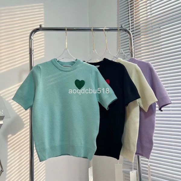 

women's knits & tees 22s early spring love letter a embroidery short style simple knitting round neck sleeve sweater women's fashi, White