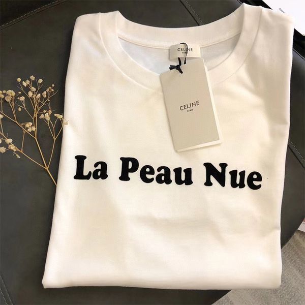 

women's t-shirt designer high board ce home letter flocking printing short sleeve t-shirt women's loose 2022 spring and summer new, White