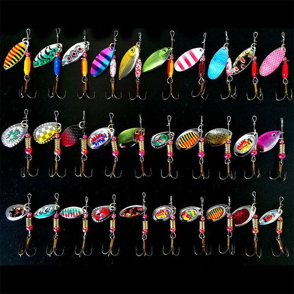 FJORD 30 PCS/LOT Spinning Lures Löffel Angelset Kit Spinner Süßwasser Salzwasserausrüstung Fischereizubehör Künstliche Köder 220624