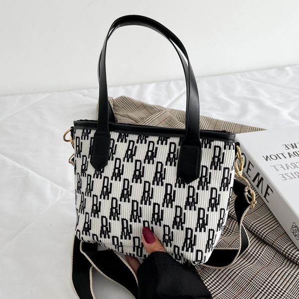 

designer bags for women letter embroidered small handbag female wide strap single shoulder bucket bag retro fashion luxury handbags